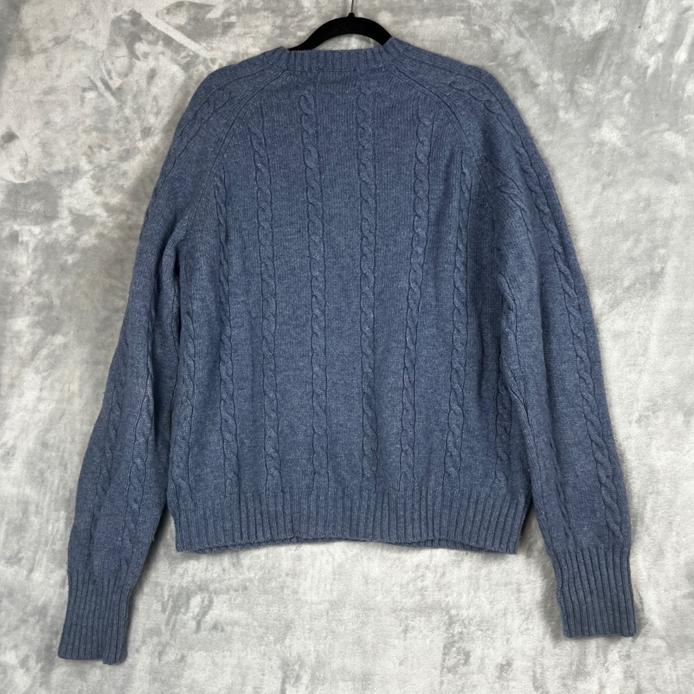 Brooks Brothers 346 Mens Cable Knit Sweater Blue Wool Nylon Blend Size XL - Picture 5 of 10
